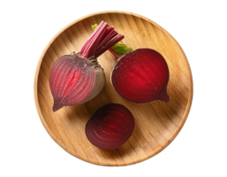 Fresh beets on a wooden plate with a transparent background png