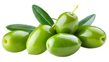 fresh Olives with leaves on a white background. png