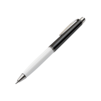 A black and white ballpoint pen isolated on transparent background png