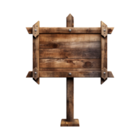 A blank wooden signpost isolated on transparent background png