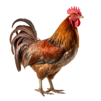 a brown rooster isolated on transparent background png