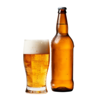 A bottle and a glass of beer isolated on transparent background png