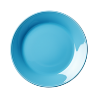 une bleu assiette Haut vue isolé sur transparent Contexte png