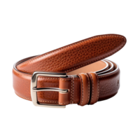 A brown high quality leather belt isolated on transparent background png