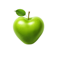 a heart shape Green apple isolated on transparent background png