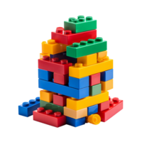 een dichtbij omhoog visie van echt stack van Lego blokken geïsoleerd Aan transparant achtergrond png