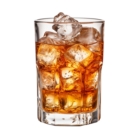 A glass with beer and some ice cubes isolated on transparent background png