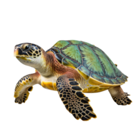 un verde mar Tortuga aislado en transparente antecedentes png