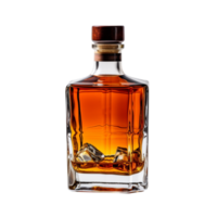 un lleno botella de whisky aislado en transparente antecedentes png