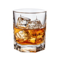 A glass of whisky with ice isolated on transparent background png