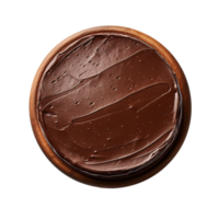 A perfect round chocolate cake top view isolated on transparent background png