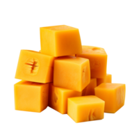 A group of cut and slice butternut squash chunks isolated on transparent background png