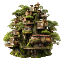 a luxury tree house isolated on transparent background png