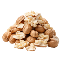 A pile of peeled walnuts isolated on transparent background png