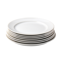 une empiler de blanc assiettes isolé sur transparent Contexte png