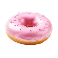 A single pink donut isolated on transparent background png