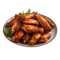 A plate of chicken wings isolated on transparent background png