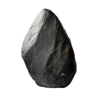 A single black stone isolated on transparent background png