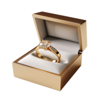 A wedding ring in a box isolated on transparent background png
