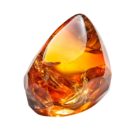 A single orange amber gemstone isolated on transparent background png