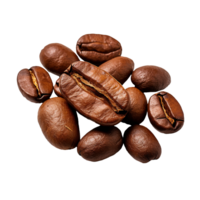 a roasted coffee bean on the air isolated on transparent background png