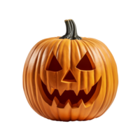A single lit spooky halloween pumpkin isolated on transparent background png