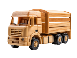 A wooden toy truck isolated on transparent background png