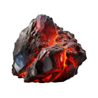 A rock with red lava isolated on transparent background png