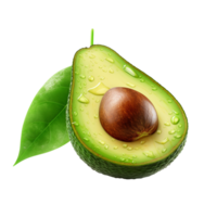 A single avocado with a seed isolated on transparent background png