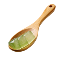 aloe vera gel in wood spoon isolated on transparent background png