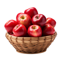 manzanas en un cesta aislado en transparente antecedentes png