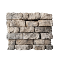 Ancient old stone brick wall isolated on transparent background png