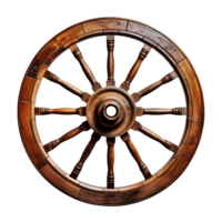 antique old wooden wheel isolated on transparent background png