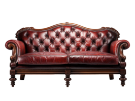 Antique leather sofa isolated on transparent background png