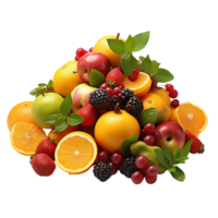 Assorted fruits isolated on transparent background png