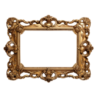 Antique carved gilded frame isolated on transparent background png