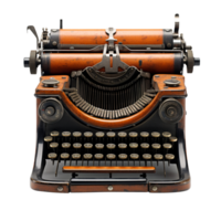 Antique old vintage retro typewriter isolated on transparent background png