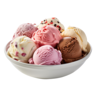 Assorted ice Cream In a Bowl isolated on transparent background png