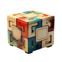 artistique puzzle boîte conception isolé sur transparent Contexte png