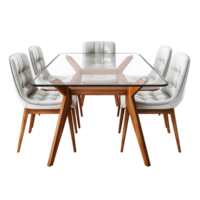 Beautiful Dining Table with Chairs isolated on transparent background png