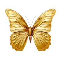 Beautiful golden butterfly isolated on transparent background png