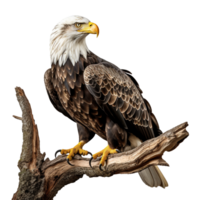 Bald Eagle on a Branch isolated on transparent background png