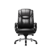 black executive leather chair isolated on transparent background png