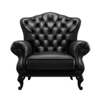 Big black armchair isolated on transparent background png