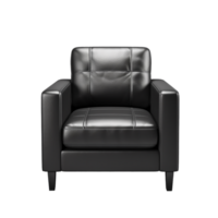 Black leather armchair isolated on transparent background png