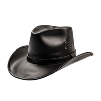 Black leather cow boy hat isolated on transparent background png