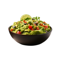 Black bowl with guacamole isolated on transparent background png
