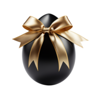 Black egg with a gold ribbon isolated on transparent background png