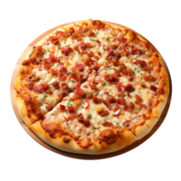 grande Pizza con tocino aislado en transparente antecedentes png