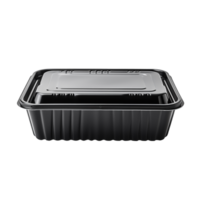 Black plastic disposable container isolated on transparent background png